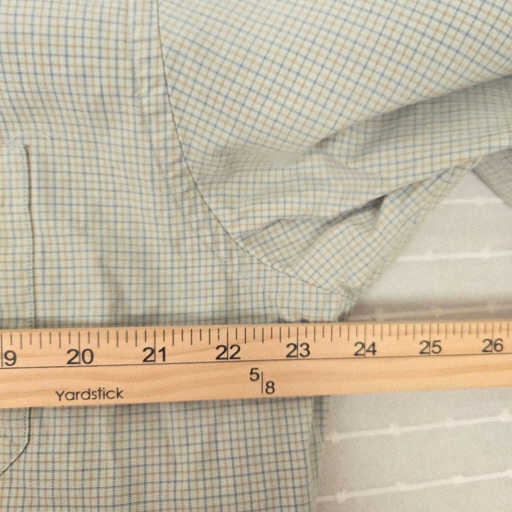 J.Crew Mens XL Long Sleeve Button Down Shirt Green‎ Blue Micro Check Cotton - Picture 7 of 9